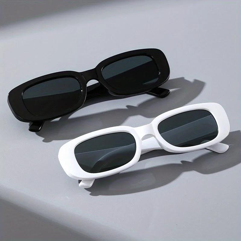 2PCS Rectangular Sunglasses Frame Men Women Same Style Sunglasses All-Match Square Glass