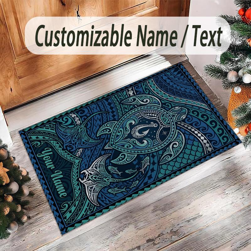 Tapete de Chão de Veludo Cristal Tema Sereia Nome Personalizado Texto Tapete Quente Decoração de Casa