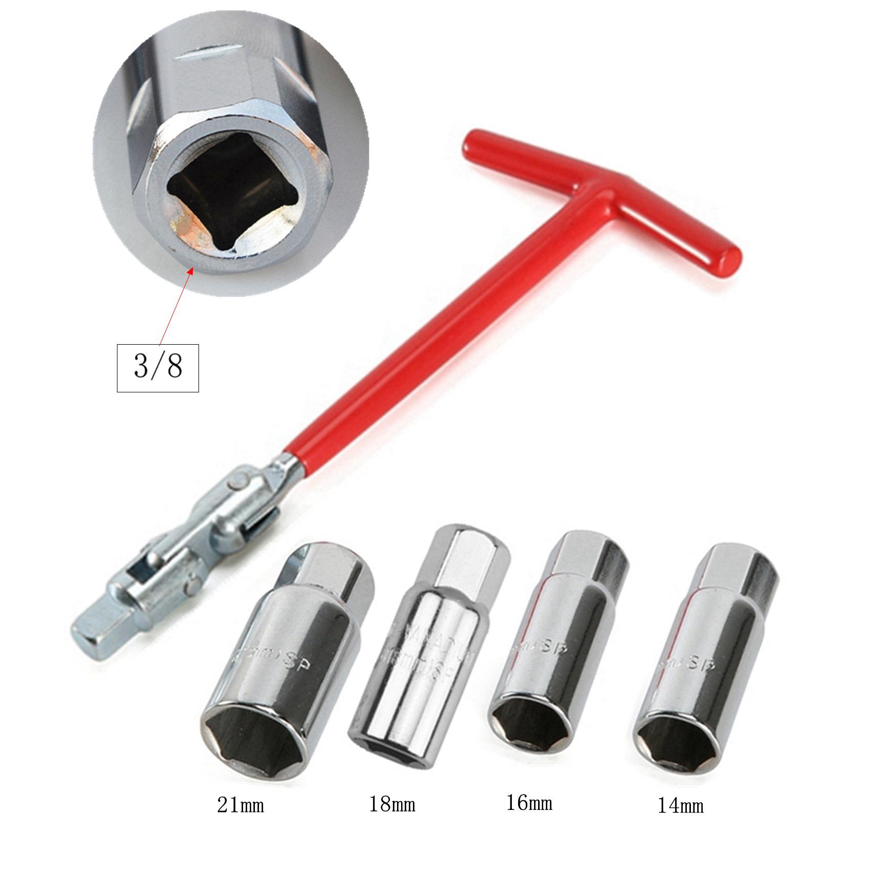 5-Piece Spark Plug Socket Wrench Set with T-Handle for Auto Repair