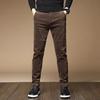 Male Winter Fleece Warm Corduroy Pants Men Business Fashion Slim Fit Stretch Thicken Gray Green Fluff Casual Trousers Male