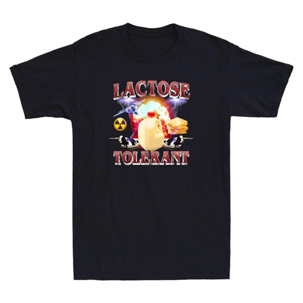 Lactose Tolerant Funny Milk Cheese Diet Sarcasm Meme Quote Vintage Men s T-Shirt XS