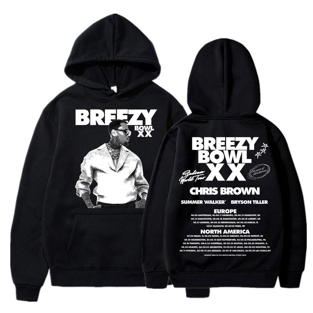 

Chris Brown Breezy Bowl XX 2025 Concert Tour Hoodie Hip Hop Retro Men Women Sweatshirt Oversized Fleece Warm Pullover Streetwear 2XL
