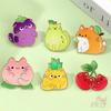 6Pcs/Set Q Funny Fruit Cats Brooches - Doodle Enamel Backpack Button Pins Badges