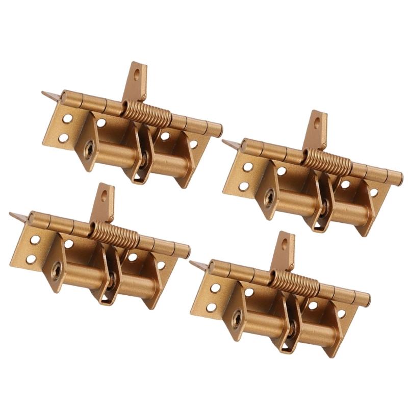 4pcs Multifunctional Auto Close Spring Door Hinges Spring Loaded Door Hinge 90 Degree Stay Opening Features for Various X3UC