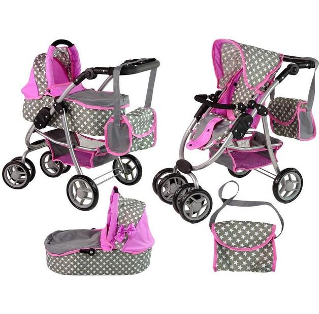 Puppenwagen Leantoys 2-in-1 Kinderwagen mit Tragetasche