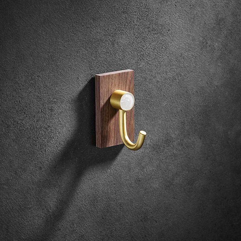 Tuqiu Bathroom Robe Hook Wall Hooks Wood Kitchen Towel Hook Brass Brushed Gold Key Hat Bag Hanger Holder Clothes Hook