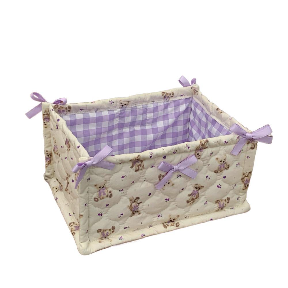 Ins Style Quilted Storage Basket Square Sundries Organizing Bag Cute Desktop Storage Basket  Snacks