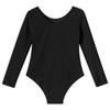 Girls Long Sleeve Round Neckline Shiny Rhinestone Bronzing Cloth Patchwork Slim Fit Dance Leotard