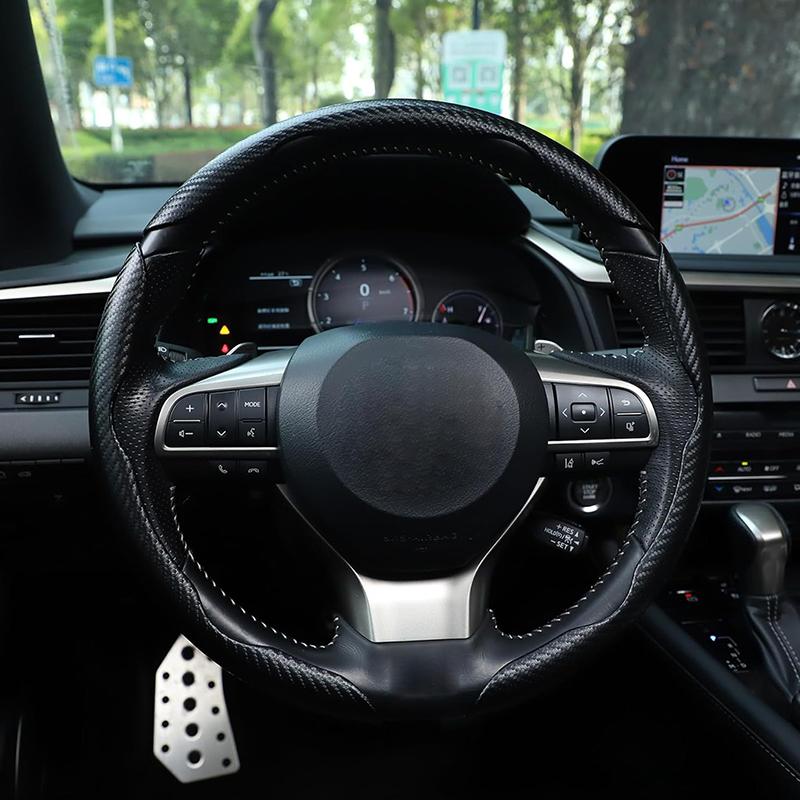 3Pcs Car Carbon Fiber Anti-Skid Steering Wheel Cover Non-Slip Auto Wheel Booster Cover Car Interior Accessories