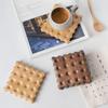 Creative Solid Wood Cookie Coasters Non-Slip Heat Resistant Wooden Coaster Biscuit Shape Heat Insulation Pad Kitchen Accessories