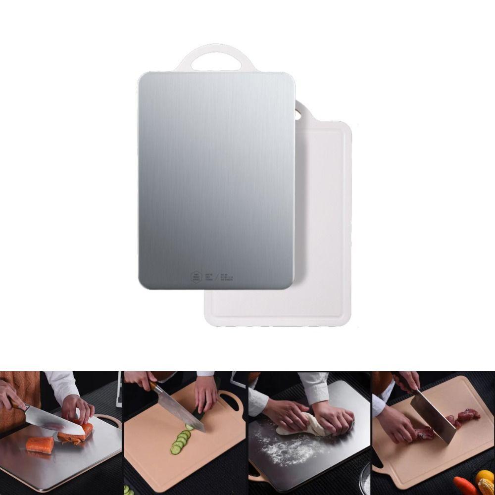 Double-sided Stainless Steel Cutting Board Cut Vegetables Meat Mildew-proof Chopping Board Easy Clean Anti-mold