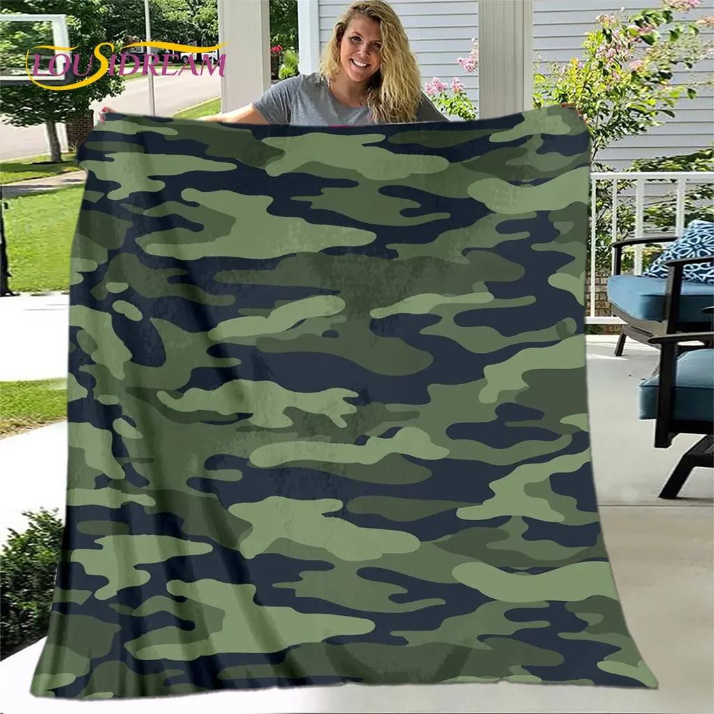 D Colorful Camo Camouflage Throw Blanket Warm Flannel Blanket for Home Living Room Bedroom Beds Sofa Outdoors