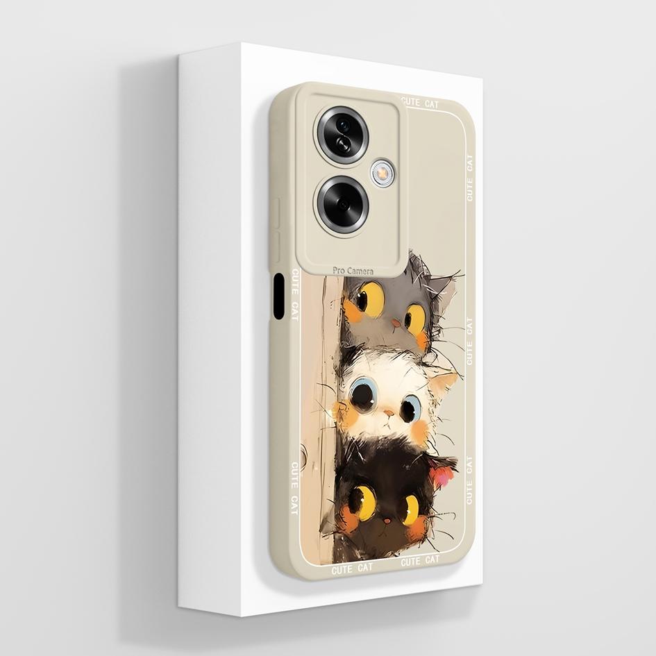 For OPPO A79 A77 A77s A78 A83 A91 A92 A93 A93s A94 A95 A96 4G 5G Phone Cases Lovely Panda Kitten Pattern Liquid Silicone Anti Slip Shell For OPPO Capa