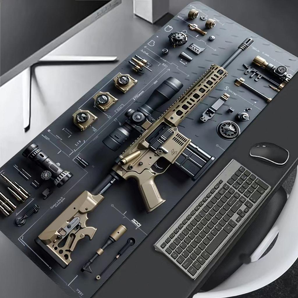 Tappetino per mouse pistola personalizzato grande all'ingrosso nero e-sports gioco integrato ip computer antiscivolo tappetino da scrivania per ufficio