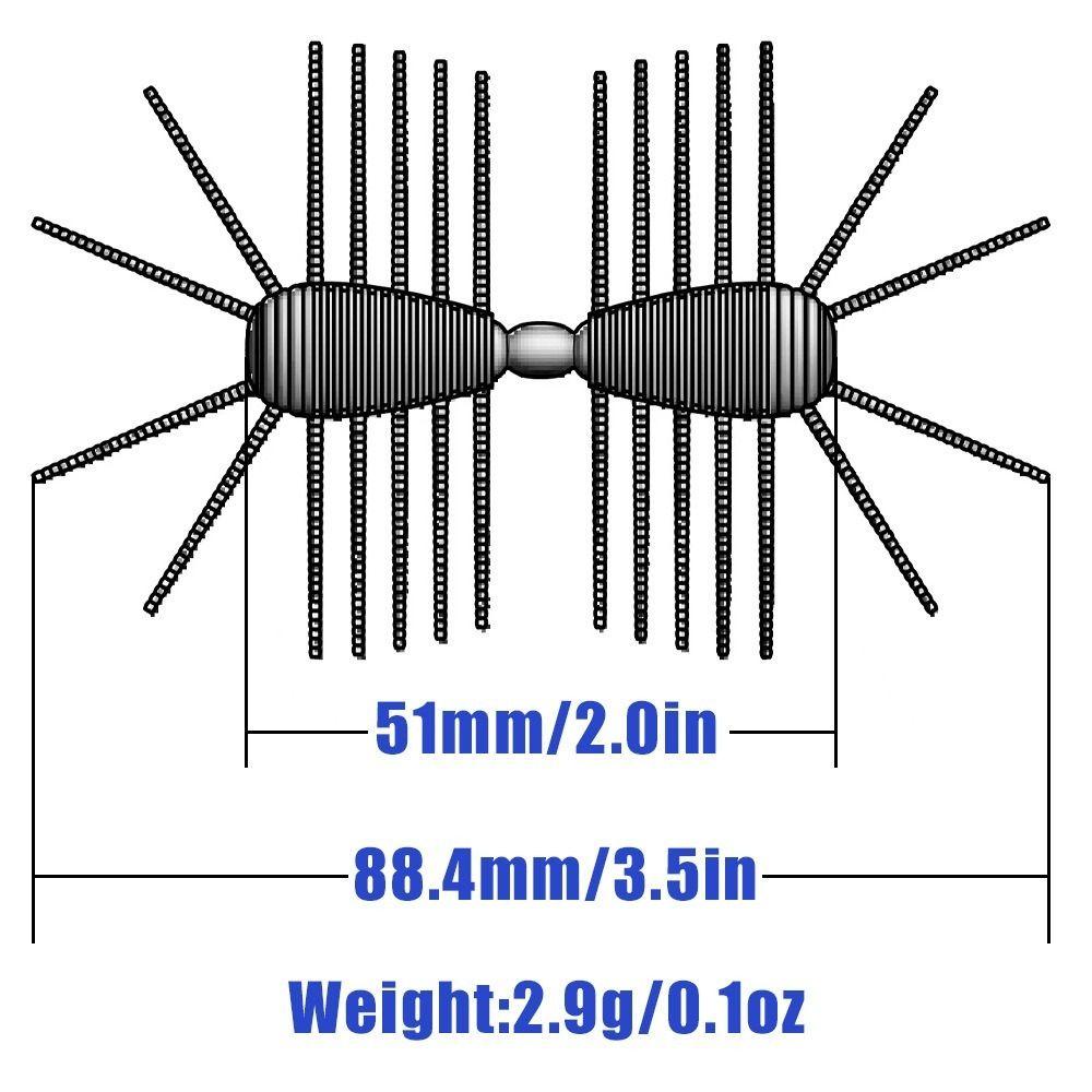 8pcs Silicone Material Fishing Artificial Lures 51mm Length Silicone Baits  For Pike Fishing