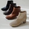 [AmiAmi] Short Boots, Square Toe, 5cm Heel, Women's, Comfortable to Walk In, Black, Winter, Heel CX3202 (M (23.5cm), Black (Smooth))