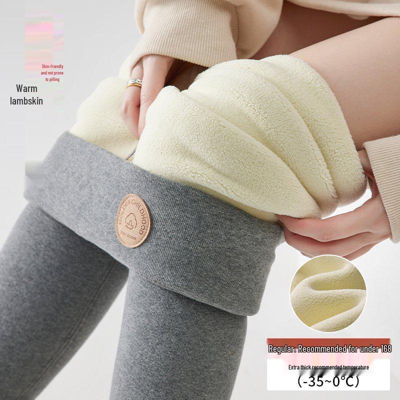 High Waist Fleece-Lined Grey Lambswool Leggings - Thick, Warm & Slimming for Autumn/Winter 2025