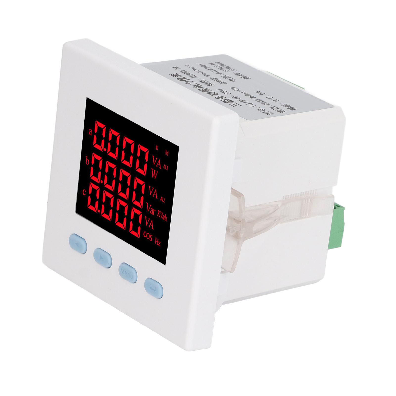 

White 3 Phase Multifunctional Power Meter 9600bps High Accuracy LCD ABS Electricity Meter AC220V