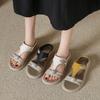 Soft Leather Outer Wear Cool Slippers Women's Summer 2025 New Flat-bottomed Rhinestone Sandals Non-slip Soft-soled Temperament Beach Mop
