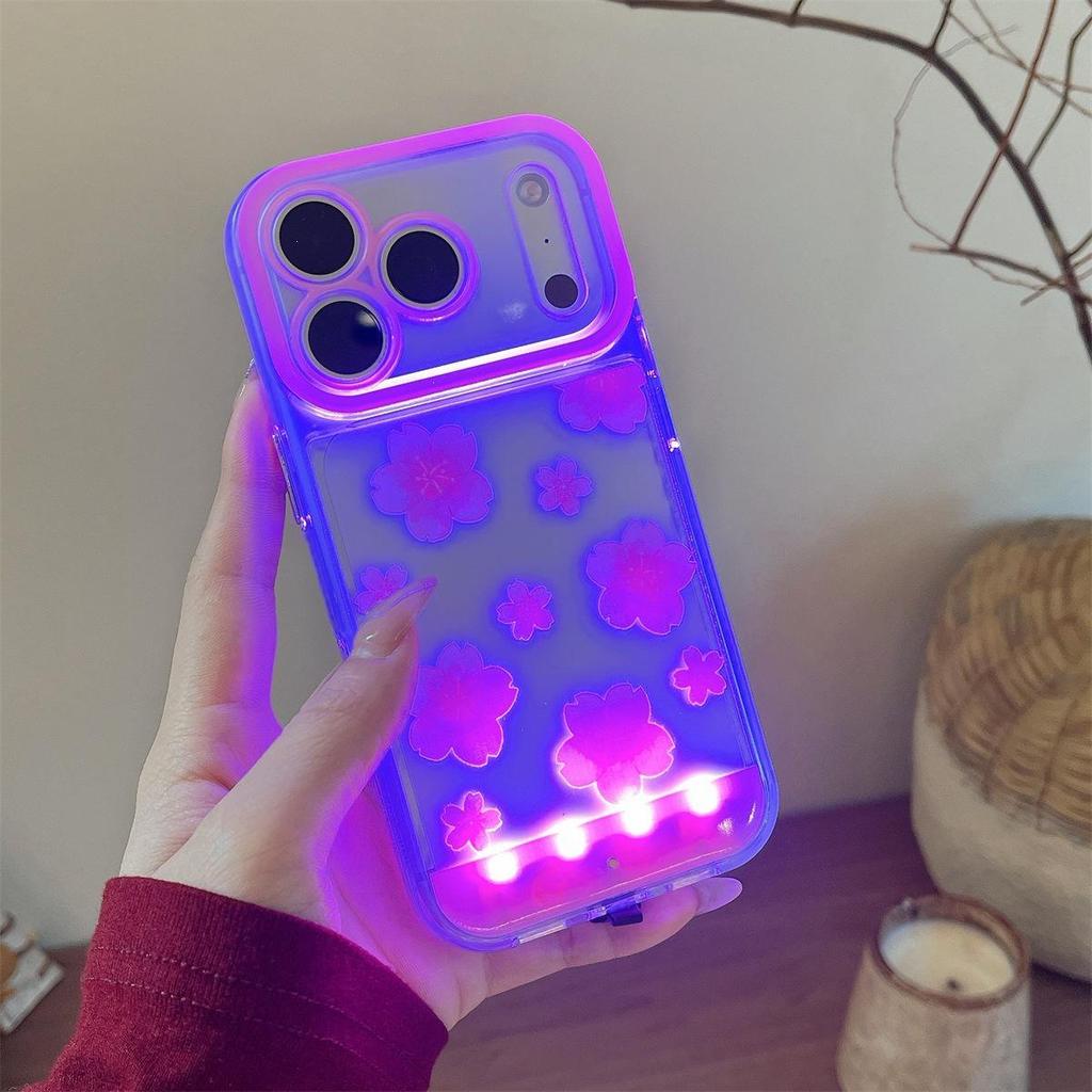 Spring Cherry Blossom Luminous iPhone 17/16 Pro Max Case with Color Changing and Call Flash Feature