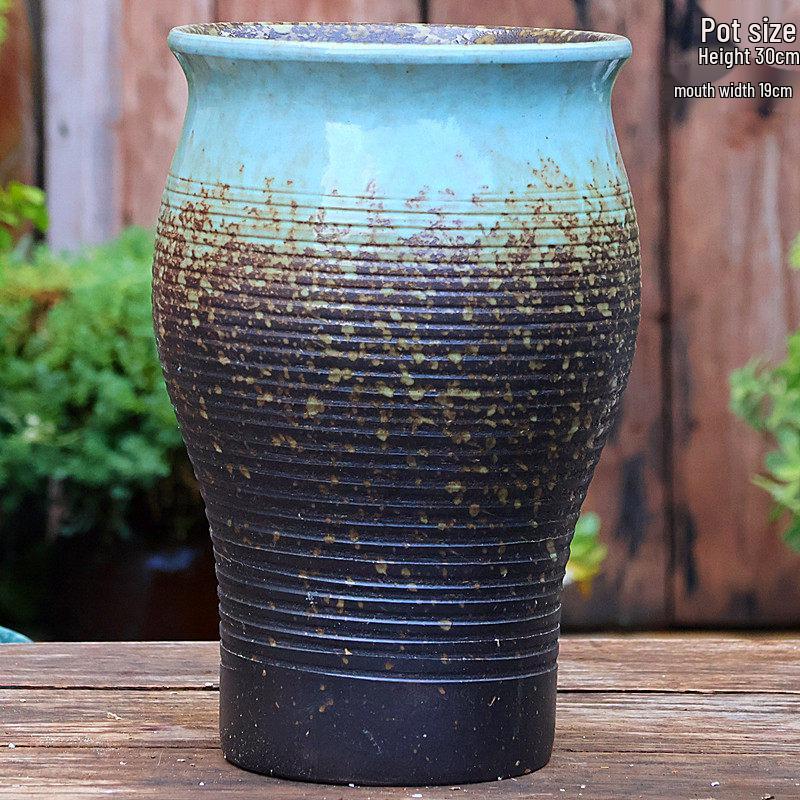 Retro Ceramic Zisha Pot: Large Succulent Planter with Rustic Personality