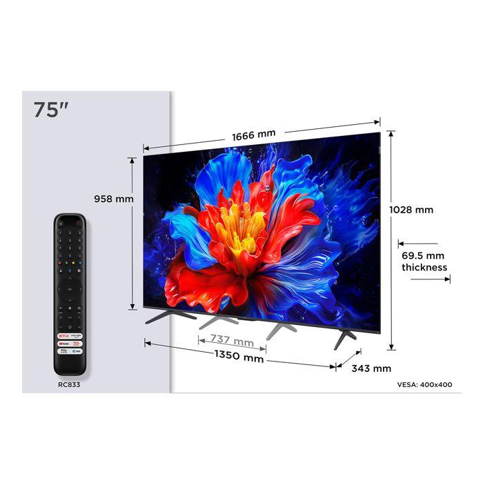 Télévision - TCL - 75P89K - 4K UHD - QLED - 75 pouces - 144Hz