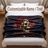 Skull Gothic Theme Soft Blanket Personalized Custom Name Text Print Warm Blanket Home Sofa Bedroom Decor