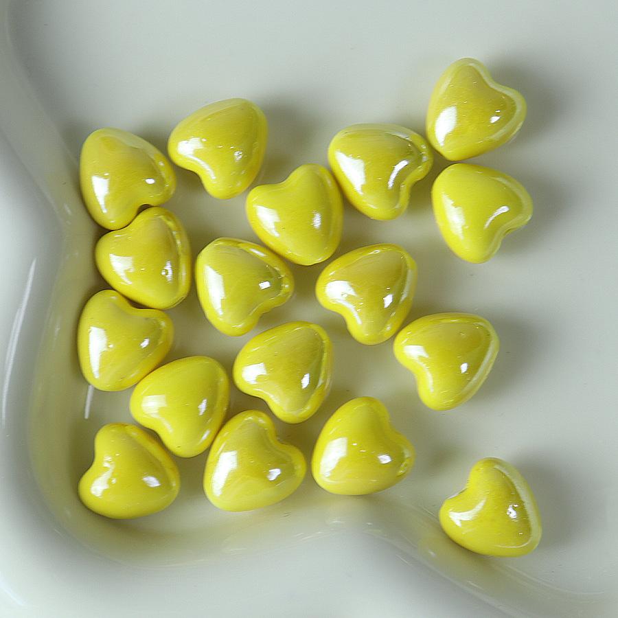 10pcs 12mm Heart Shape Shiny Glossy Ceramic Beads Porcelain Loose Spacer Beads for Jewelry Making DIY Bracelet Necklace Crafts