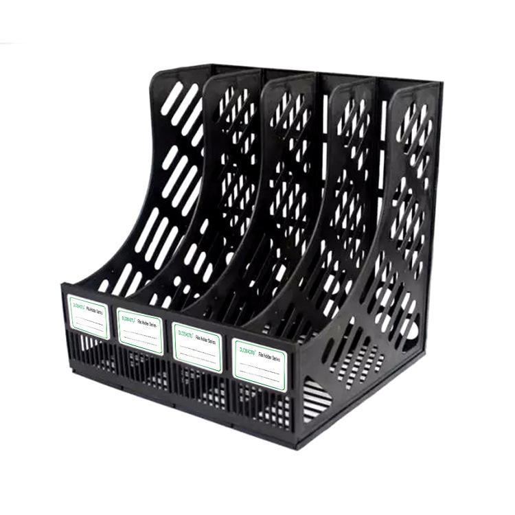 Desk File Shelf Quadruple Plastic Bookshelf Student File Organizer File Box Office Supplies Storage