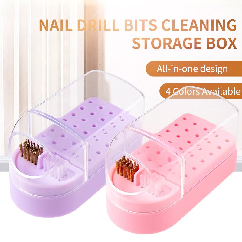 30 Holes Nail Art Drill Bits Storage Box Milling Cutter Showing Shelf Nail Tools Holder Display Electric Drill Bits Organizer