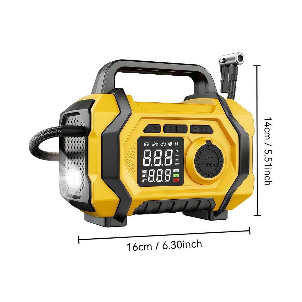 Car Emergency Power Supply & Air Pump with Tire Pressure Gauge – All-in-One Large Capacity Vehicle Starter