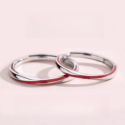 Měsíc Stará Červená Linka Pár Prstenů Ženský Prsten Möbius Pánský a Dámský Párový Prsten Niche Design Otevřený Hladký Prsten