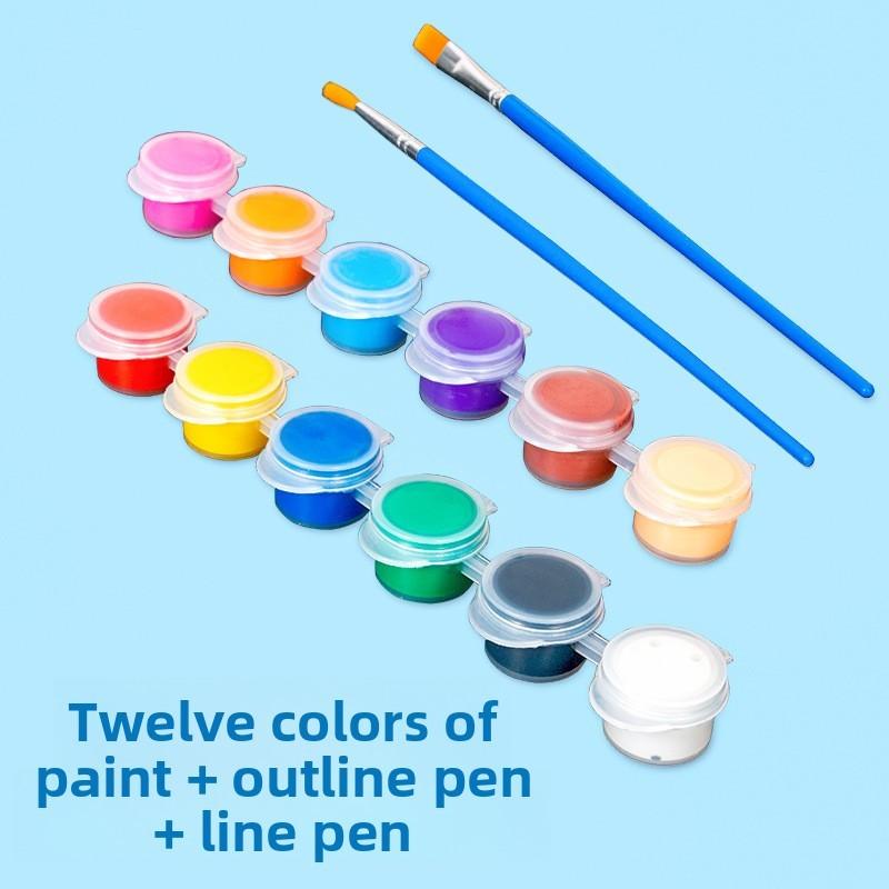Childrens Art Set With 12 Acrylic Paints For Diy Science Experiment And Creative Coloring