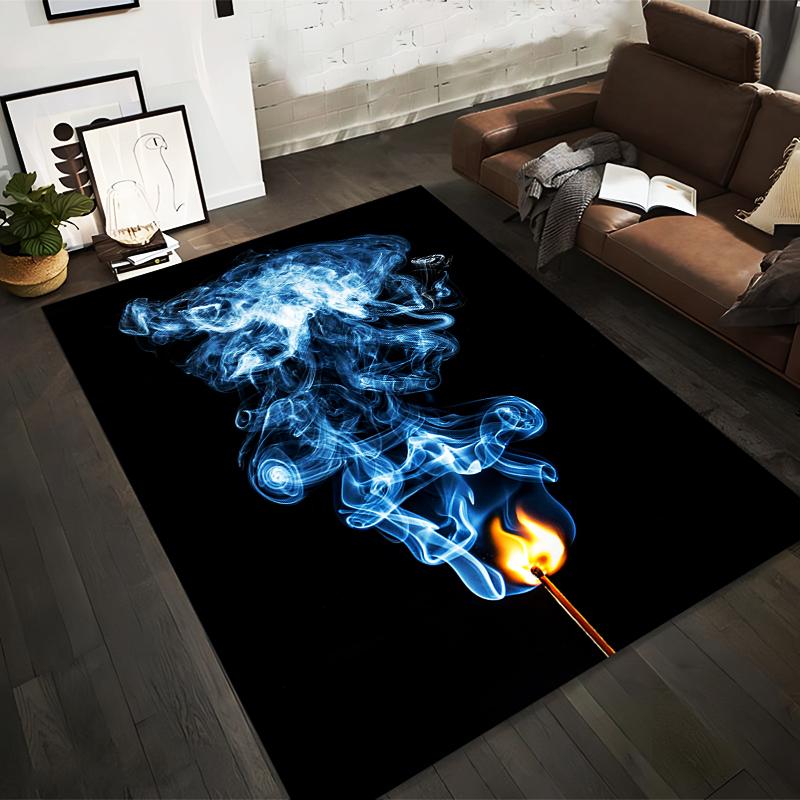

Black Carpet with Blue Smoke and Flame Matchstick Design Suitable for use as an anti-slip for living room bedroom sofas 40x60cm( 15x23in )