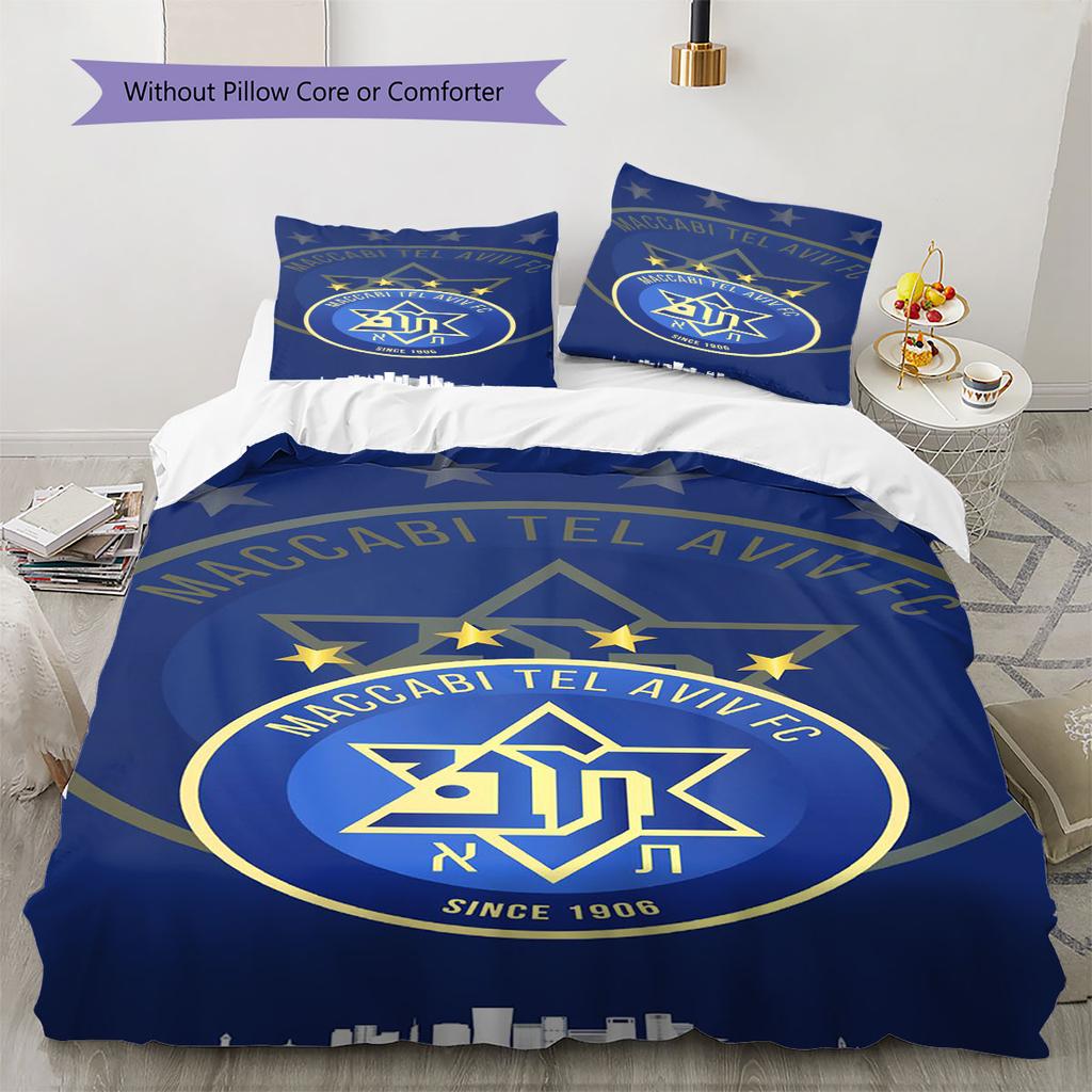 Maccabi Tel Aviv F.C Pattern Bedding,Quilt Set Quilt Cover Pillowcase Home Birthday Gift(1 * duvet cover + 2 * pillowcase, without core)