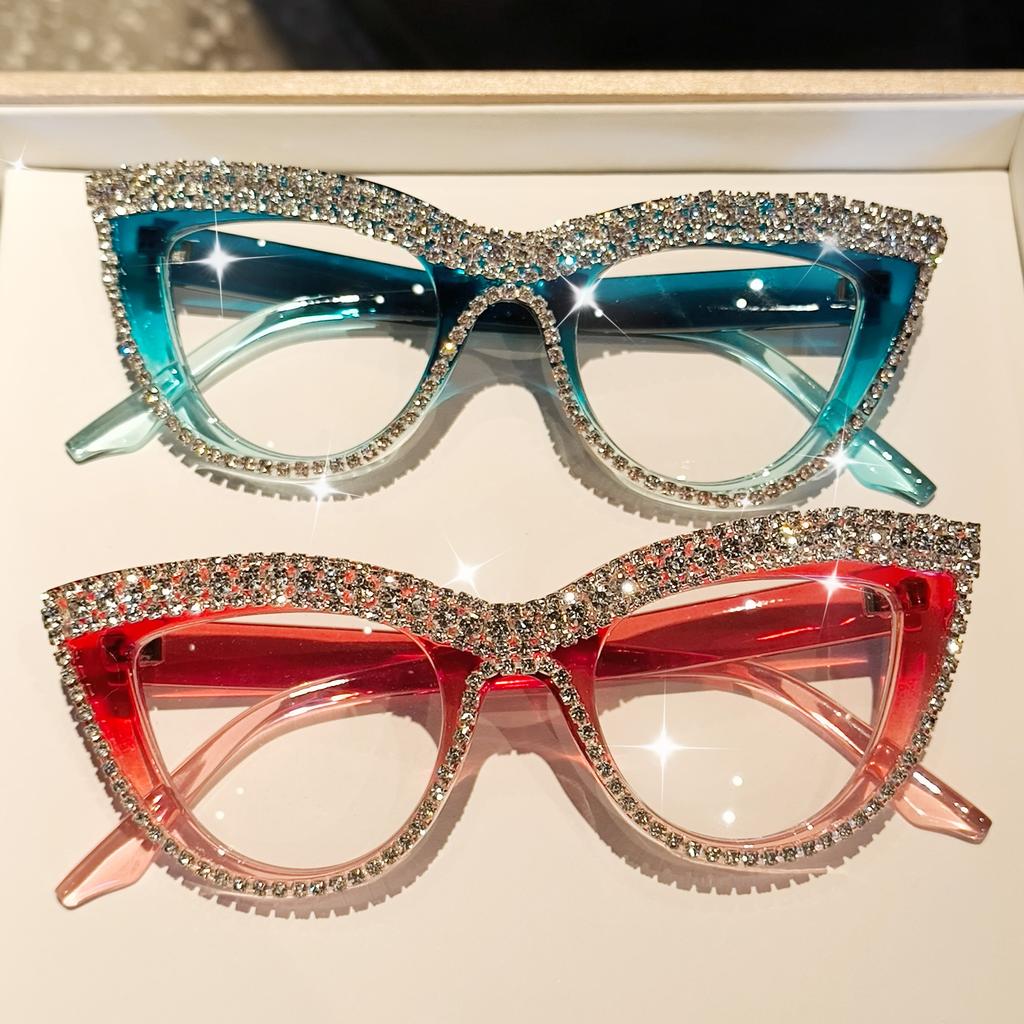 Durable High Quality Elegant Fashion Glasses with Rhinestone - Cat-eye Frame Perfect for Formal Events Formal Eyewear