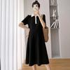 Maternity dress summer short-sleeve polo dress with turn-down collar short-sleeve maternity dress