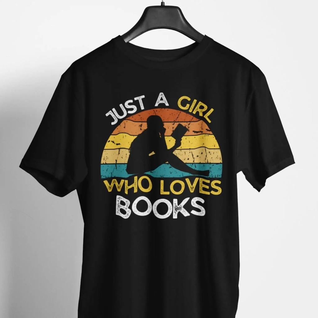 Just A Girl Who Loves Books Vintage T Shirt Casual Book Lover Reading For Bibliophile Bookworm Literary Top Vintage Washed