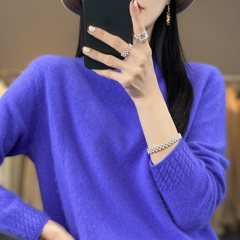 Half High Collar Base Autumn Knitted Sweater for Women Fashion Long Sleeve Loose Winter Pullovers Sweaters Women Casual Solid Ladies Knitwears 25656