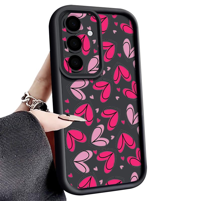 Hand Drawn Heart-shaped Pattern Case For Samsung Galaxy A57 A37 A17 A56 A36 A26 A16 A55 A35 A25 A15 A54 5G S21 FE S22 S23 S24 Plus S25 Edge S26 Ultra