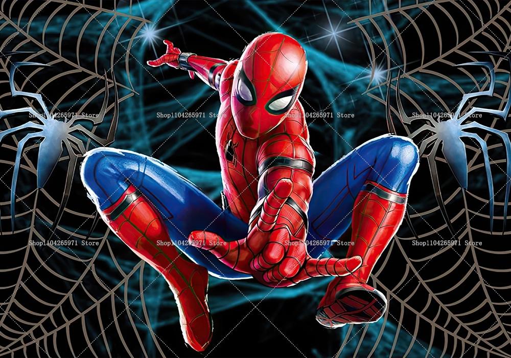 Spider-Man Red Backdrop Adventure Boy Birthday Party Decor Baby Baptism Supplies Photo Backdrop Party Scene Decor
