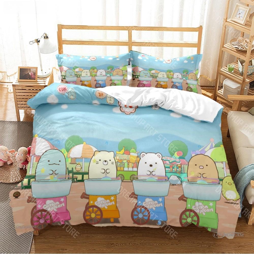 3D Print Sumikko Gurashi Cute Cartoon Bedding Set for Boys Girls Duvet Cover Pillowcase Twin Queen King Full Single Double Sizes