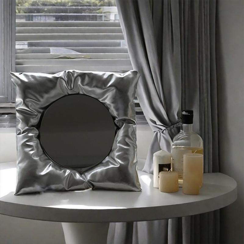 Neuer INS-Stil Kissen Spiegel Kreativer Quadratischer Wandmontierter Badezimmerspiegel Schminkspiegel Wandbehang Haus Schlafzimmer Wanddekor