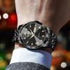 OLEVS Men's Diamond Quartz Analog Watch Black Waterproof Business Date Luminous