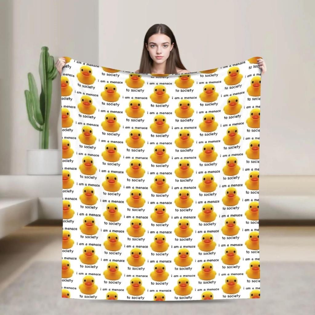 Cute Rubber Duck Plush Flannel Throw Blanket for Kids and Adults Soft Warm Bedspread for Couch Chair Quality Comforter