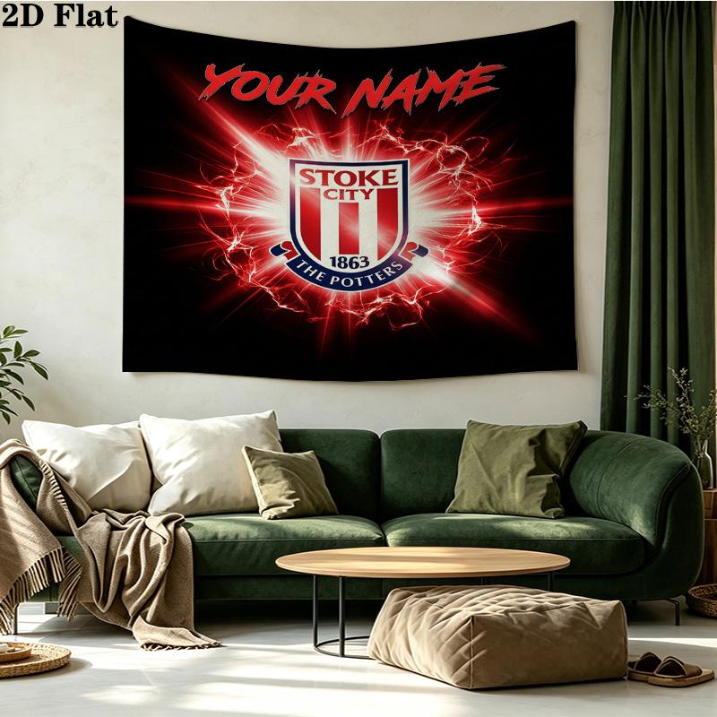 Arazzo Stampato Stoke City con Nome Personalizzato – Da Appendere alla Parete per Camere da Letto, Dormitori e Decorazioni per la Casa