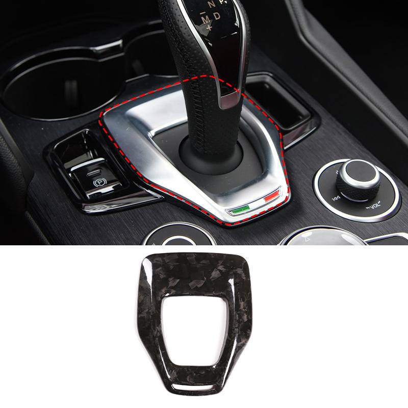 Real Carbon Fiber Car Gear Shift Panel Frame Trim Cover Fits for Alfa Romeo Giulia/Stelvio  Car Styling Interior