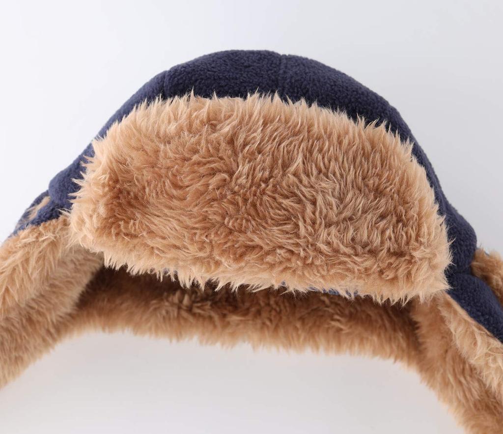 Conectaile Toddler Kids Winter Warm Hat with Ear Flaps for Outdoor Activities and Cold Pilot Cap for Navy Blue Weather, Boys, Skiing,