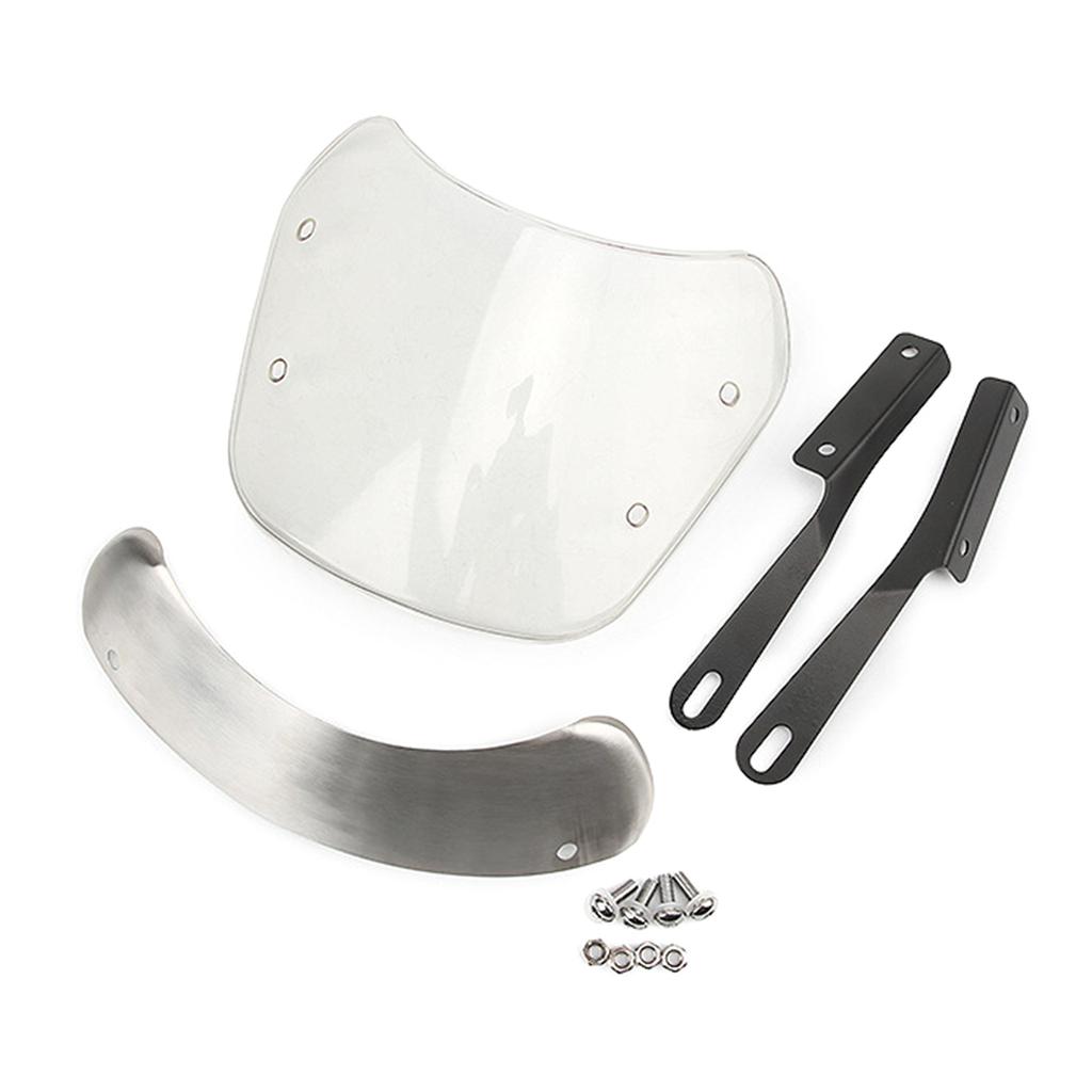 Motorcycle Windshield Wind Deflector Windscreen Replace Front Flyscreen for 5"-9.45" Round Headlight Motorbike Accessory