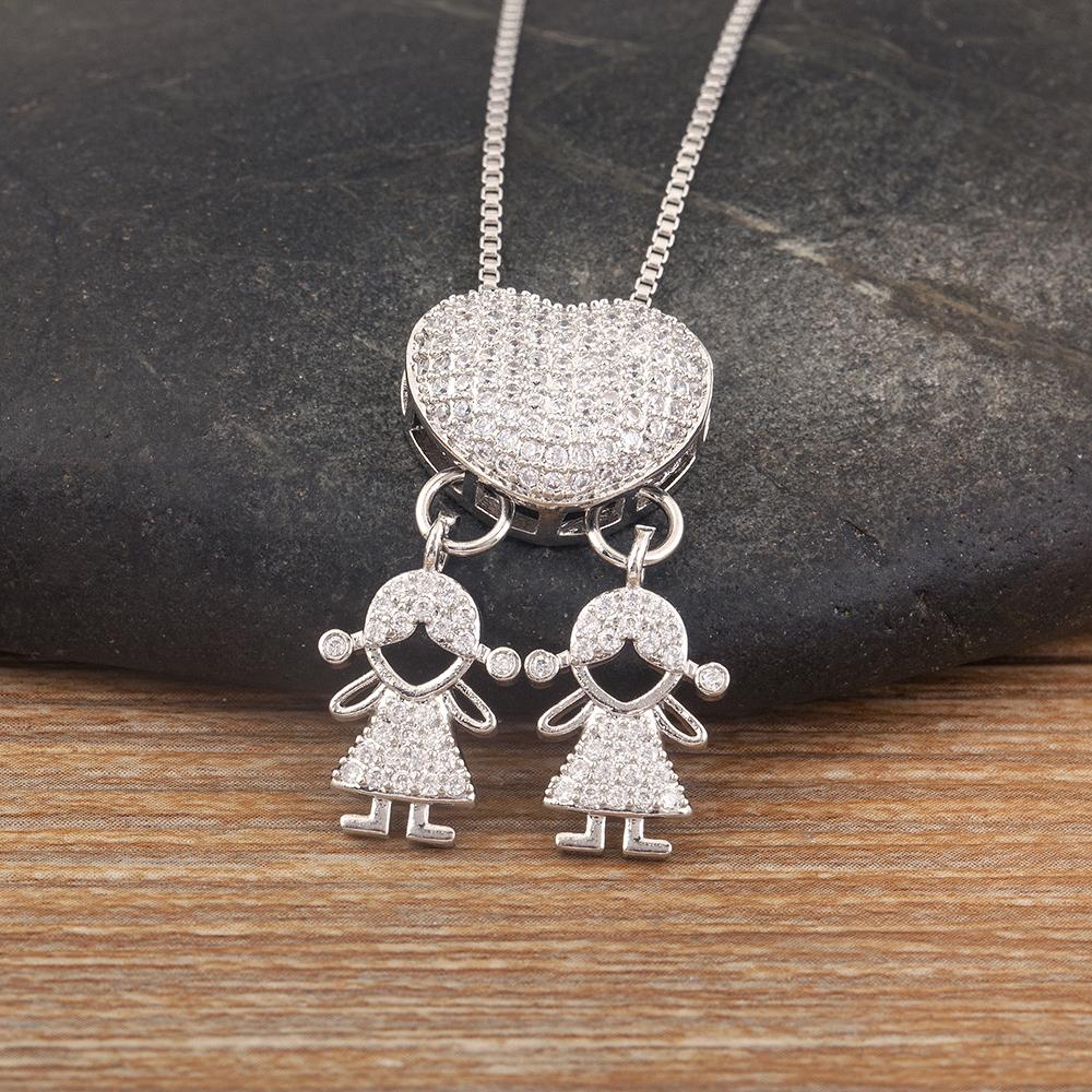 AIBEF Trendy Boy/Girl Pendant Necklaces Women Charm Cute Chain Choker Heart Family Jewelry Son/Daughter Birthday Gifts